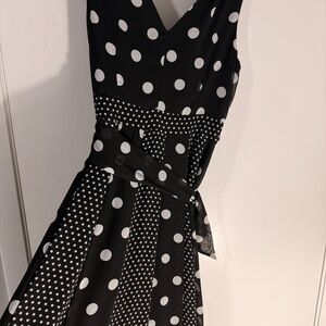 INC International Concepts Black & White Polka Dot Maxi Wrap-style Dress, sz 6